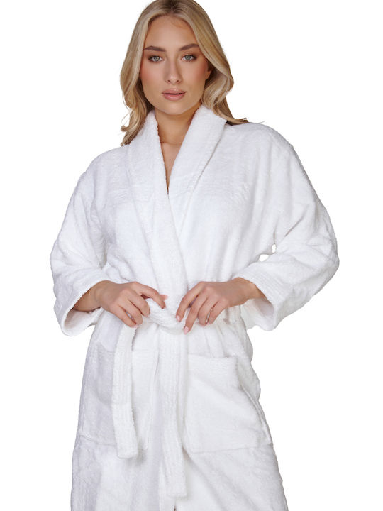 Comfort Bathrobe with Collar White