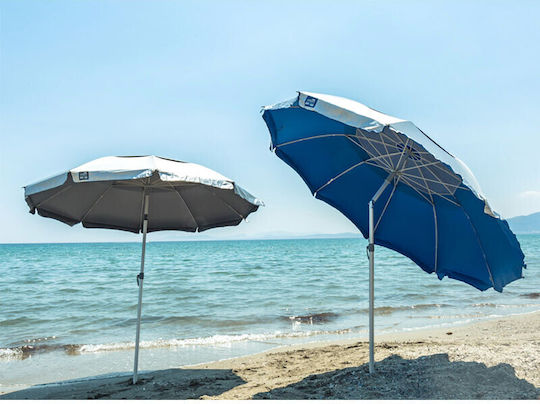 Solart Σπαστή Ομπρέλα Θαλάσσης Αλουμινίου Διαμέτρου 2.2m με UV Προστασία και Αεραγωγό Μπλε