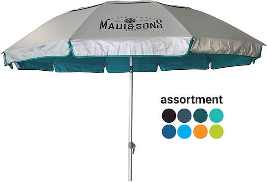 Maui & Sons Folding Aluminum Beach Umbrella Diameter 2.2m with UV Protection and Air Duct Clear Sky