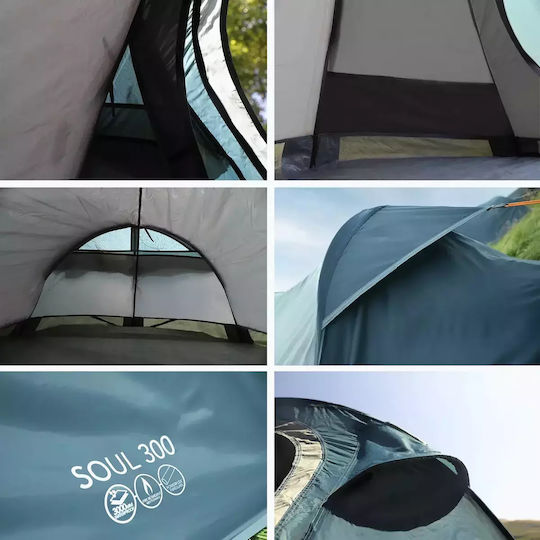 Vango Soul 300 Camping Tent Mountaineering Blue with Double Cloth 3 Seasons for 3 People Waterproof 3000mm 285x190x120cm Deep Blue