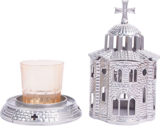 Metal Cylindrical Vigil Oil Lamp Church 1 Piece Silver