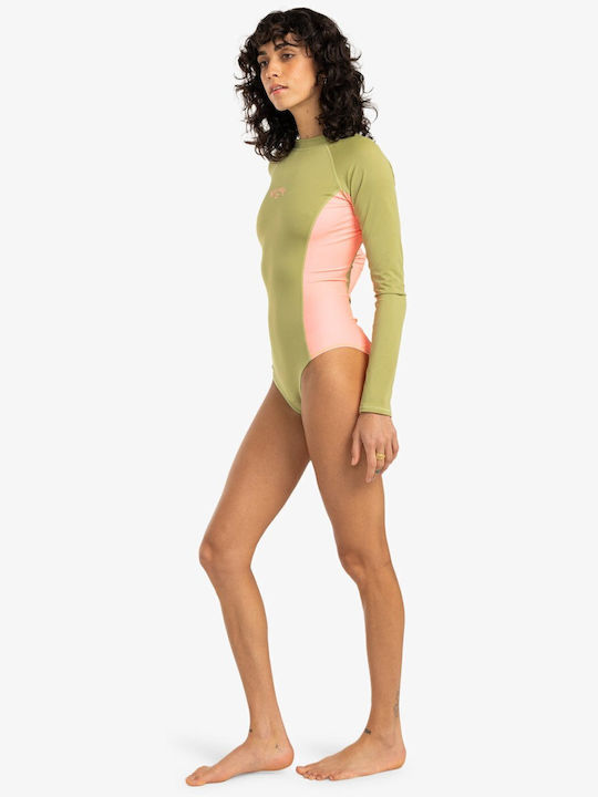 Tropical Bodysuit Active Swimsuit With Zipper Avocado