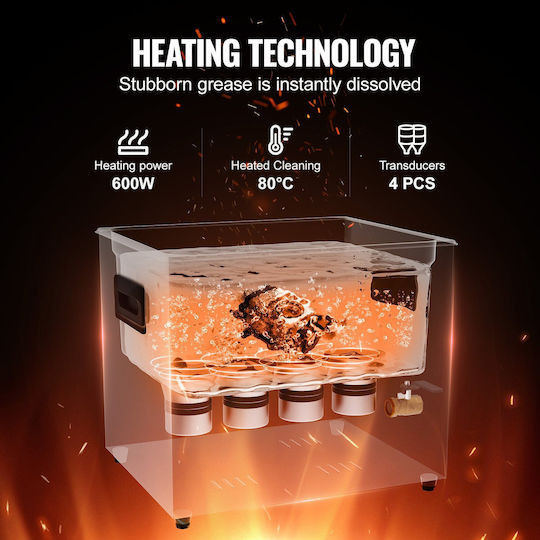 Ultrasonic Cleaning Machine 10 Liter Heater Basket Timer 240 W