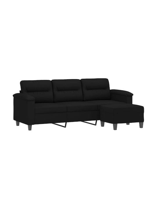 Three-Seater Couch Black 210x77x80 cm