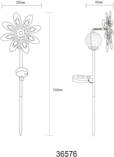 Globo Lighting Καρφωτό Ηλιακό Φωτιστικό Λουλούδι με Θερμό Λευκό Φως 3000K IP44 20x9x50εκ.
