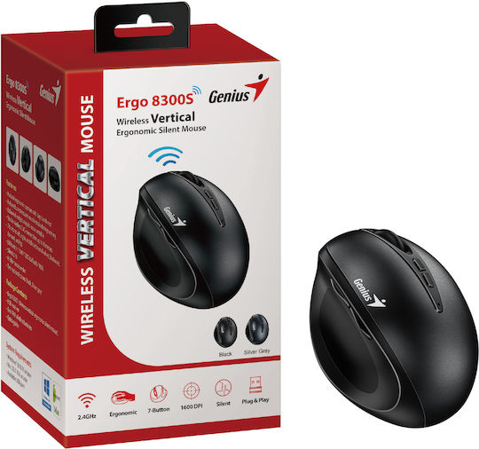 Genius Ergo 8300S Wireless Ergonomic Vertical Mouse Black