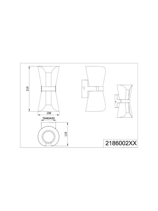 Trio Lighting Μοντέρνο Φωτιστικό Τοίχου με Ντουί GU10 Μαύρο 10x11x10εκ.