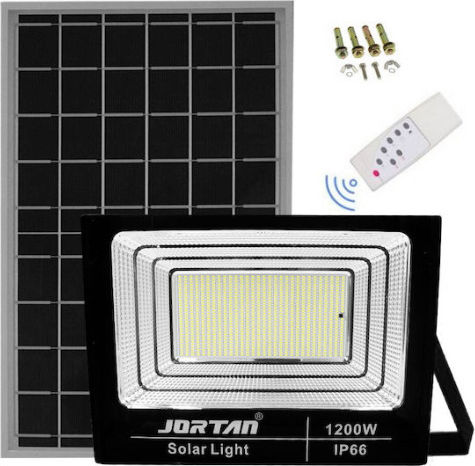 Jortan Στεγανός Ηλιακός Προβολέας LED 1200W Ψυχρό Λευκό 6500K με Τηλεχειριστήριο IP66