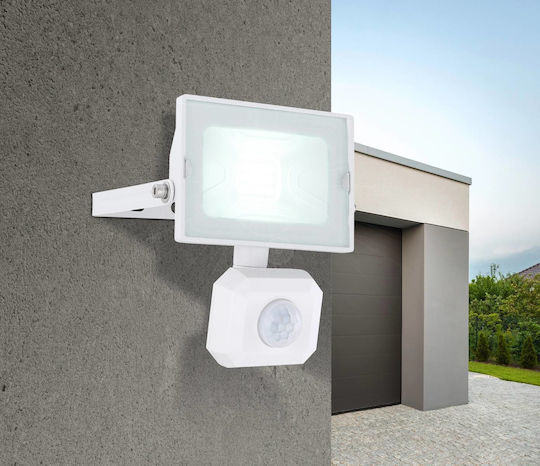Globo Lighting Wasserdichter LED Flutlichter 10W Kaltweiß 6000K mit Bewegungssensor IP44