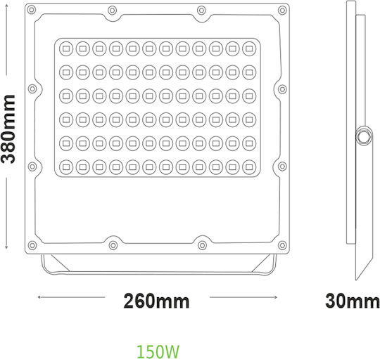 Aca Rezistent la apă Proiector LED 150W Alb Rece 6000K IP65