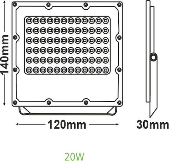 Aca Waterproof LED Floodlight 20W Natural White 4000K IP65