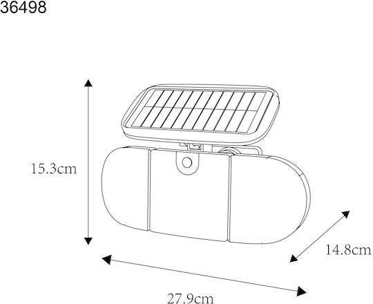 Globo Lighting Στεγανός Ηλιακός Προβολέας LED 10W Ψυχρό Λευκό 6500K με Αισθητήρα Κίνησης IP44