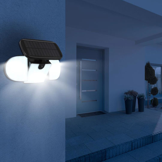 Globo Lighting Στεγανός Ηλιακός Προβολέας LED 10W Ψυχρό Λευκό 6500K με Αισθητήρα Κίνησης IP44