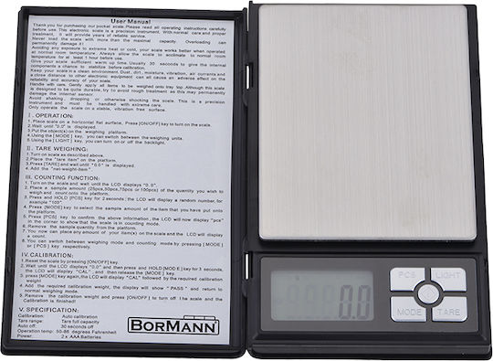 Bormann DS1070 Electronic Precision Commercial Scale with Weighing Capacity of 2kg and Division 0.1gr