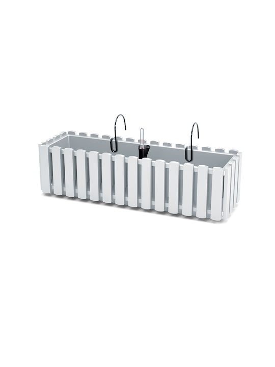Prosperplast Boardee Fence W planter Self-watering Planter Box Plastic White 38x18x16.2cm.