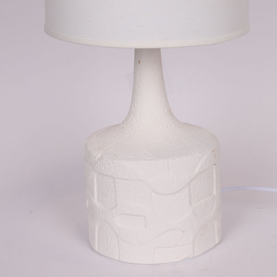 Ceramică Lampă de masă cu Abajur Alb și Bază