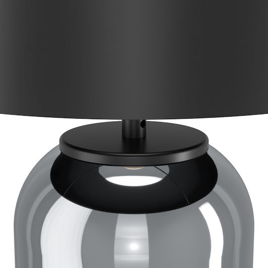 Eglo Cuite Glass Table Lamp for Socket E27 with Black Shade and Transparent Base
