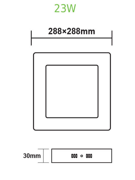 Aca Pătrat Panou LED Putere 23W cu Alb Rece Lumini 28.8x28.8cm.