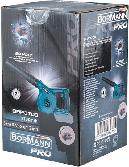 Bormann BBP3700 Blower / Vacuum Handheld Battery 20V Solo with Volume Control & Maximum Air Speed 270km/h