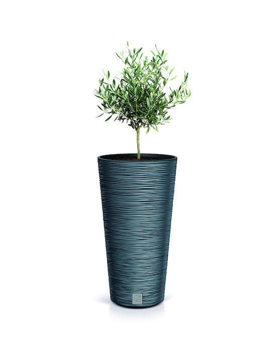 Iliadis Furu Slim Ghiveci Plastic Negru cu suport 25x25x48εκ.