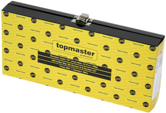 Topmaster Καρυδάκια Πολύσφηνα με Καρέ Υποδοχής 1/2" Σετ 16τμχ