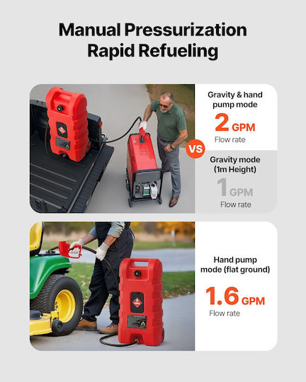 Vevor Fuel Caddy Portable Fuel Tank 15 Gallons Gravity Manual Pump Functions