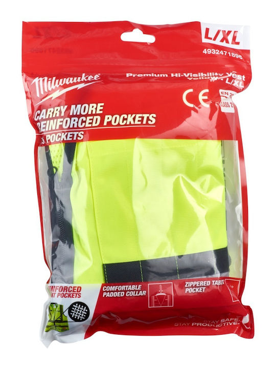Milwaukee Men's Safety Vest with Reflective Film Yellow Construction site