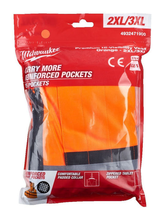 Milwaukee Men's Safety Vest with Reflective Film Orange Construction site