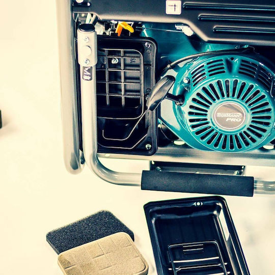 Bormann Pro BGB6000 Generators Benzin mit Kickstart, Rädern und maximaler Leistung 6.6kVA