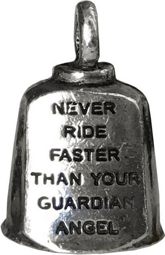 Motorcycle Decorative Bell Never Ride Faster Than Your Guardian Angel Gremlin Bell
