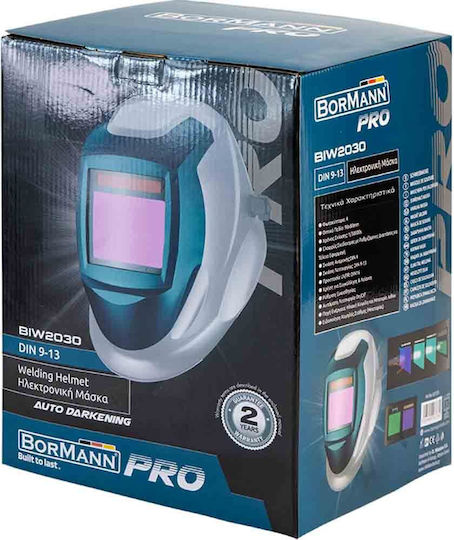 Bormann Pro BIW2030 Welding Helmet with 98x88mm Visual Field Silver