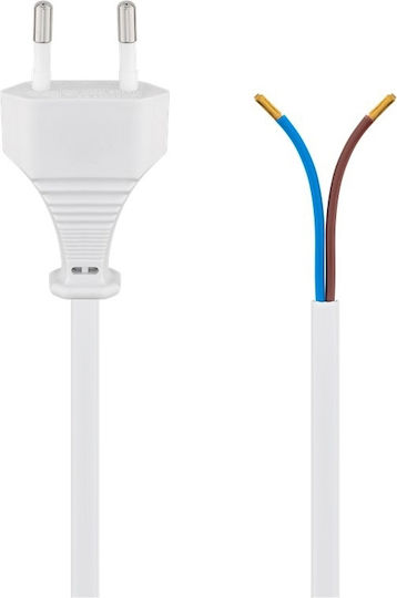 123led Καλώδιο Ρεύματος με Διατομή 2x0.75mm² σε Λευκό Χρώμα 1m