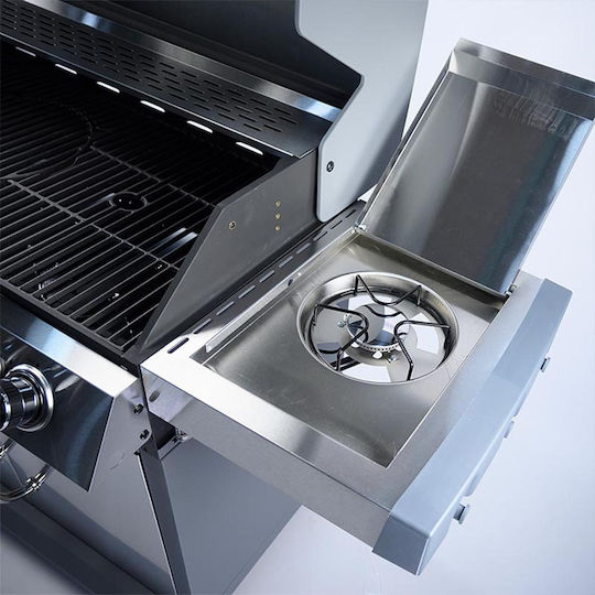 Bormann Elite BBQ5050 Ψησταριά Υγραερίου Μαντεμένιας Σχάρας 69x45εκ. με 4 Εστίες 14.4kW και Πλαϊνό Μάτι 2.7kW