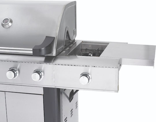 Elite BBQ5500 Газово Барбекю Чугунена Решетка 71брx49.5брсм. с 6 бр 22.5кВт и Страничен Нагревател Инфрачервена