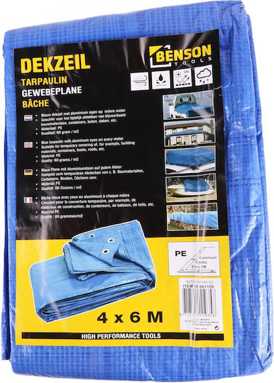 Benson Wasserdicht Plane 65gr/m² 6x4m. Licht Typ Blau