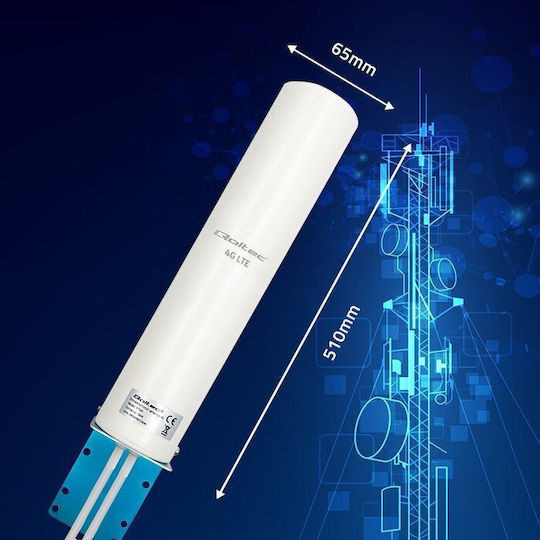 Qoltec 57045 Extern Wi-Fi-Antenne 4G Rundstrahlantenne 12dBi mit SMA-Anschluss