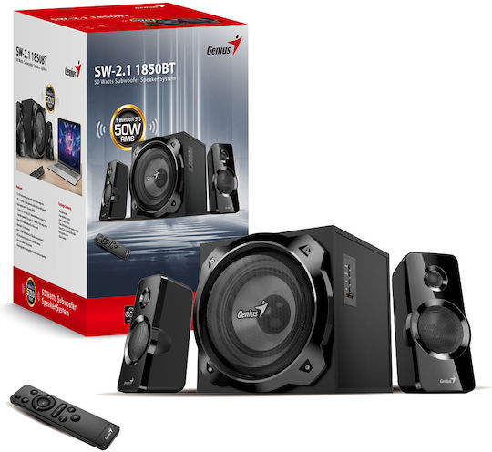 Genius 31730050401 Ασύρματα Ηχεία Υπολογιστή 2.1 με Bluetooth και Ισχύ 50W σε Μαύρο Χρώμα
