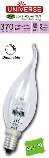 Universe Halogenlampe Eco30 für Fassung E14 mit Leistung 28W 240V