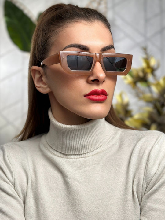 SeeVision Women's Sunglasses with Beige Plastic Frame and Black Lens 4K2188-01-50031-BEIGE