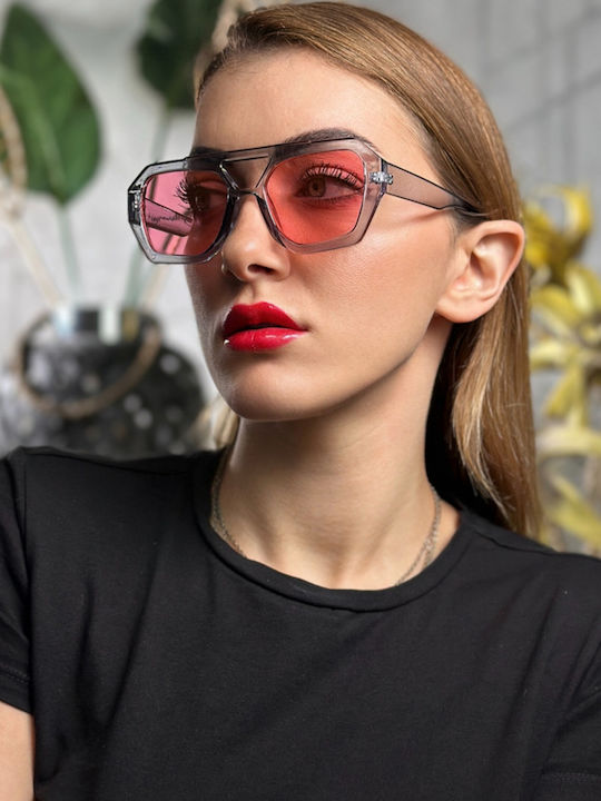 SeeVision Unisex Sonnenbrille mit Gray Kunststoff Gestell und Rosa Linse 50146-PINK/GREY