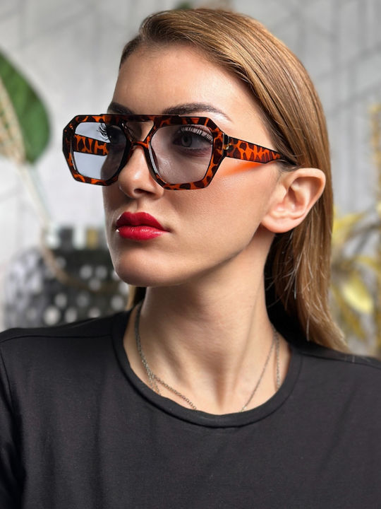 SeeVision Unisex Γυαλιά Ηλίου με Καφέ Ταρταρούγα Κοκκάλινο Σκελετό και Γκρι Φακό 50146-LEOPARD/BLUE