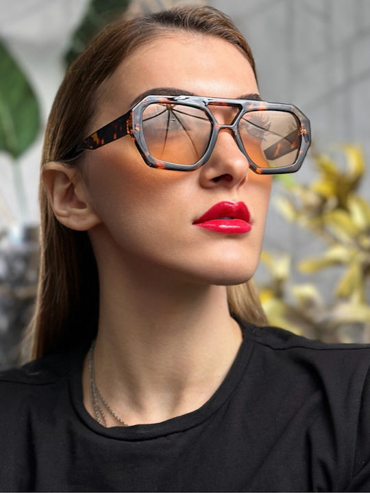 SeeVision Unisex Γυαλιά Ηλίου με Καφέ Ταρταρούγα Κοκκάλινο Σκελετό και Καφέ Φακό 50146-LEOPARD/ORANGE