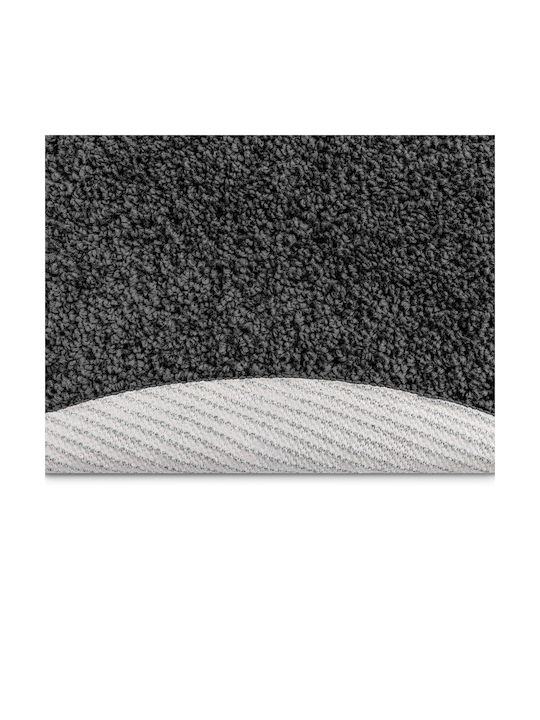 vidaXL Antiderapant Covor De exterior Rotund Black Grey