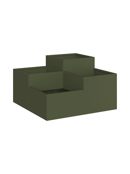 vidaXL Grădină Ghiveci Metal Olive Color 80x80x48cm.