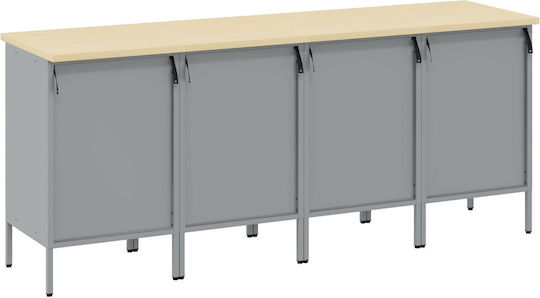 Vidaxl Work Cabinet 4 Pieces Black Gray Engineered Wood Steel Black