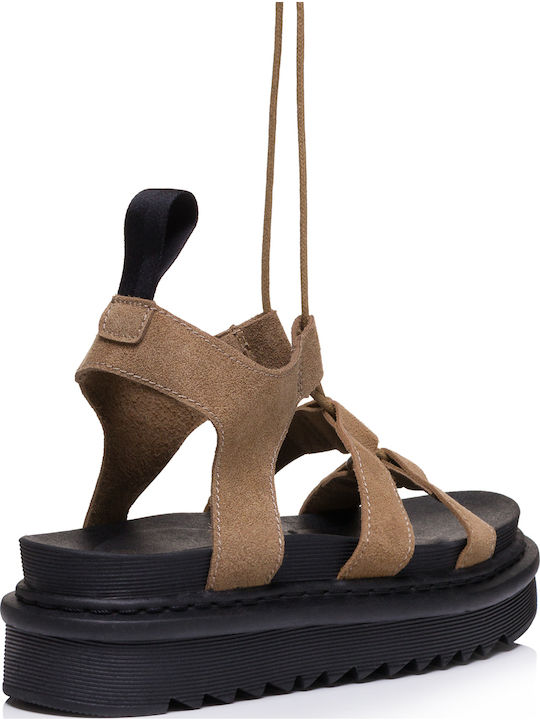 Women's Flat Sandals in Green Color