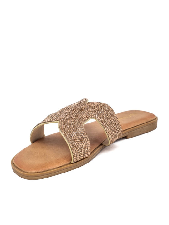 Women's Flat Sandals in Gold Color