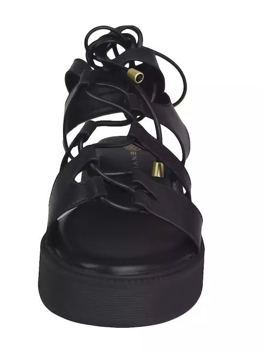 Damen Flache Sandalen Schwarz