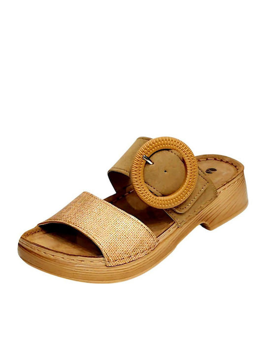 Women's Flat Sandals in Beige Color