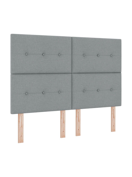 Double Upholstered Bed with Fabric Gray with Slats & Mattress 140x190cm